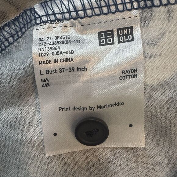 Uniqlo x Marimekko Navy Blue Flannel Long Sleeve Shirt Dress Pockets Women Large - Picture 11 of 12